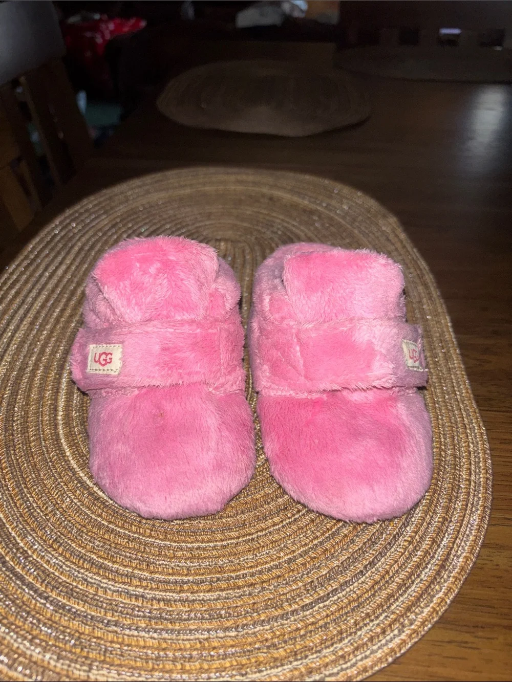 UGG Kids Plush Pink Slip-On Slippers